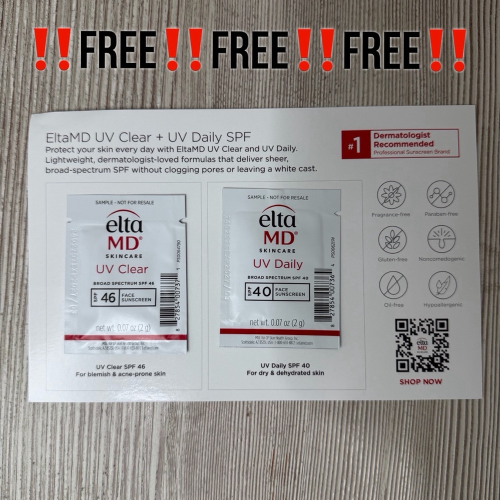 ‼️FREE‼️NEW‼️Elta MD Uv Clear and Uv Daily Face sunscreen ✨SAMPLE✨